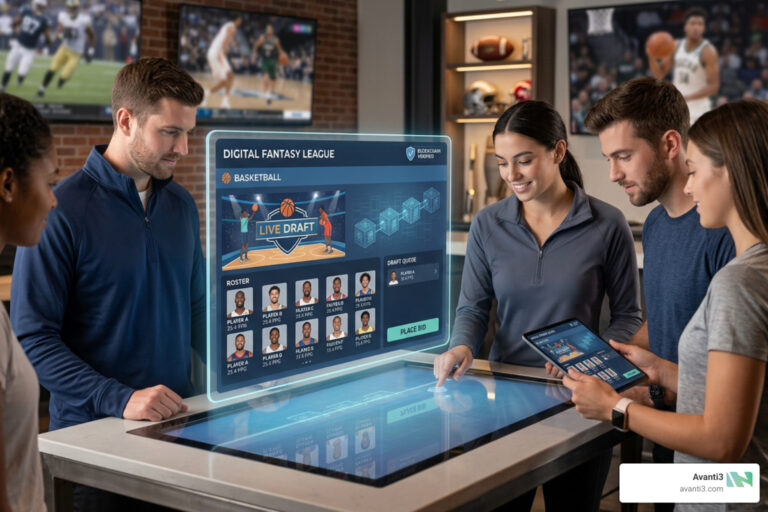 Blockchain-based fantasy sports digital stadium with Web3 nodes and tokenized player cards